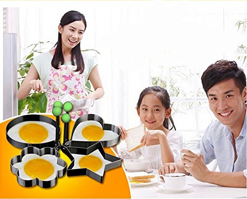 Omelet, ESAILQ 4PC dickes Edelstahl-Omelett-Form-Kontrolle Reis-Omelett-Form-Liebe - 5
