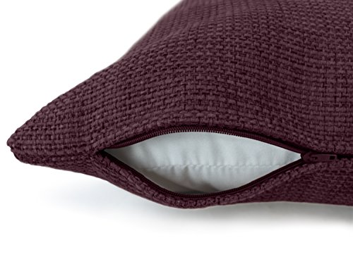 Kissenhüllen in Struktur-Optik – erhältlich in 23 modernen Farben und 3 verschiedenen Größen, 1 Kissenhülle 60 x 60 cm, bordeauxrot - 4
