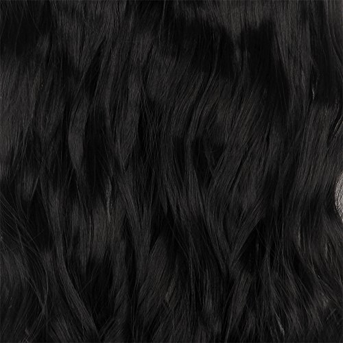 Neverland 22 Inch 7 Pcs 16 Clips in Full Head Hair Extensions Wavy Curly Hairpiece Costume Wig for Cosplay Party  Natural Black 