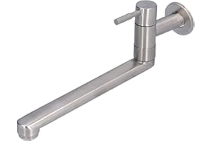 SYH&AQYE Grifo de Baño de Pared, G1/2 Acero Inoxidable Grifo de Lavabo Montado en la Pared, 360° Caño Giratorio Alargado Grifo de Cocina de Pared para Cocina Balcón para Lavabos, Fregaderos, Piscinas
