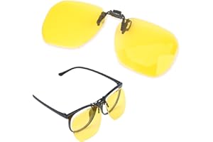 Caybats Clip Lunettes Conduite de Nuit pour Lunettes, Surlunettes avec Verres Jaunes HD, Léger et Confortable, Homme et Femme, Réduit la Fatigue Oculaire