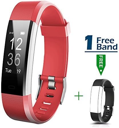 MOCRUX Fitness Tracker Heart Rate, Bluetooth Activity Tracker Watch with Full Touch Screen, Sleep Tracker Calorie Counter Pedometer Watch for Android &amp; IOS Include Two Watch Strap Red