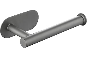 MARKCCO Samoprzylepny uchwyt na papier toaletowy, stal nierdzewna, bez wiercenia, nadaje się do łazienki, kuchni, pralni, szary