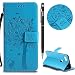 Produktbild Google Pixel 2 XL Hülle,Pixel 2 XL Leather Handyhülle,WIWJ Handyhülle Wallet Case[Impressum Katze und Baum Handy-Shell]Hüllen Schale Schutzhüllen für Google Pixel 2 XL-Blau