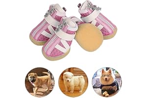 PETLOFT Scarpette per Cani, 4pcs Riflessiva Antiscivolo Dog Shoes Stivali per Cani con Cinturino Regolabile per Cani di Medio Piccola, Cani Stivaletti Facile da Indossare Uso Quotidiano (XS, Rosa)