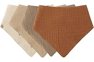 SURAKEY Bavoir Triangle en Coton, 4 Pcs Bandana Doux et Absorbant, 2 Boutons Réglables, Serviette de Salive Respirable - Cadeau Bébé Nouveau Né, Garçons Filles