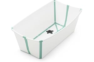 Stokke Flexi Bath, Aqua - Vaschetta per neonati pieghevole - Leggera, Durevole e Facile da riporre - Comoda da usare a casa o in viaggio - Ideale per neonati