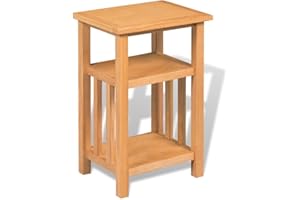 vidaXL Stolik z półką, 27 x 35 x 55 cm, lite drewno dębowe