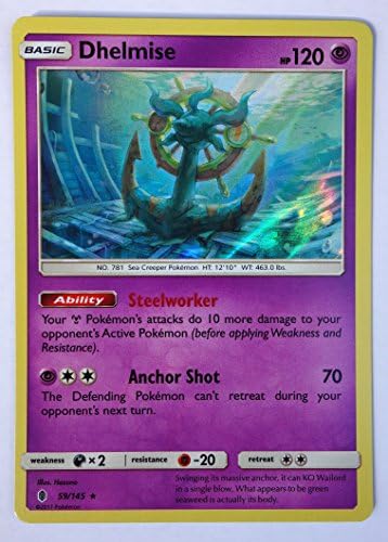 Pokemon, S&amp;M Guardians Rising, Dhelmise 59/145, Holo, New, Mint