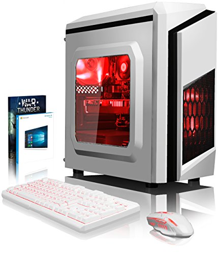 VIBOX Pyro GS470-226 Gaming PC - 4,0GHz AMD FX Quad-Core Prozessor, GTX 1070, leistungsfähig, Hochleistung, leistungsstärker, Spec, Desktop Gamer Computer mit Spielgutschein, Windows 10, Rot Innenbeleuchtung, lebenslange Garantie* (3,8GHz (4,0GHz Turbo) Superschneller AMD FX 4300 Quad-Core Prozessor CPU, Nvidia GeForce GTX 1070 8GB Grafikkarte, 16GB DDR3 1600MHz RAM, 2TB (2000GB) SATA III 7200rpm Festplatte, Aerocool 600W 85+ Netzteil, CIT Storm Weiß Rot Gaming Geh§use, AM3+ Mainboard)