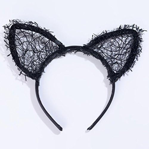 Nightclub Ornament Kanpola Sexy Black Lace Headband Bright Net Cat Ears