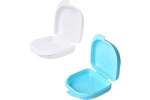 ‎Y-KELIN Y-Klein Zahnspangendose,Zahnprothesenbecher prothesendose prothesen box gebissdose, 2 Stück Zahnspangenbox，Hellblau + Weiß