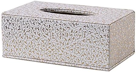 TTrees Multi-Functional Creative PU Leather Home Sundries Storage Box, Tissue Box Holder,Napkin Paper Box, Desk Remote Controller Holder Organizer, Pen Pencil Remote Control Phone iPad Holder for Home Office Desk (Gold Decorative Pattern)