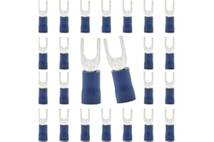 CEEYSEE EEYSEE 100 Pezzi Forcella Capocorda Elettrico Terminale Connettori Elettrici Diametro Foro M4 Crimpare Connettori – Per Cavi Da 1,5 – 2,5 mm² (Blu/YPFL)