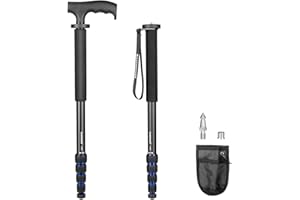 Koolehaoda Monopiede per fotocamera in alluminio e Alpenstock con manico, sezioni a 5 gambe, capacità di carico 7 kg.