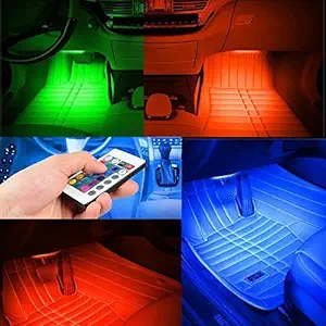 Ezip Multi-Color 8 Color Music 12 LED Car Interior Underdashboard Lighting Kit Sound Activated IR Remote Control Atmosphere Lamp with Car Charger for BMW i8