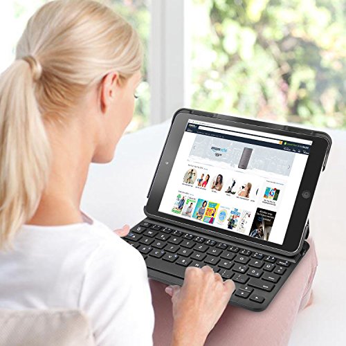 iPad Mini Bluetooth Tastatur, TeckNet® Appple iPad Mini Bluetooth Deutsche Tastatur Hülle Folio Keyboard Case für iPad mini 3 / mini 2 / mini – Smart Case mit Auto Sleep / Wake, Komfortable Tasten und Extra Lange Batterielaufzeit - 4