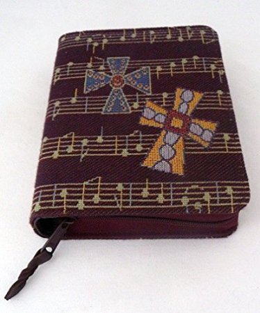 Preisvergleich Produktbild Gebetbuchhülle / Gotteslobhülle - Stoff - weinrot - Kreuze auf Noten - NEU