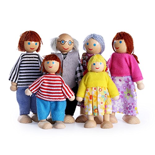 wooden dolls house family