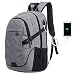 Produktbild ZZW Lässiger haltbarer Rucksack, wasserdichter Polyester-Laptop-Rucksack mit USB-Ladeanschluss Wandernder Reise-Rucksack Ultralight Unisexschultasche Schwarz, blau, grau, purpurrot (Color : Gray)