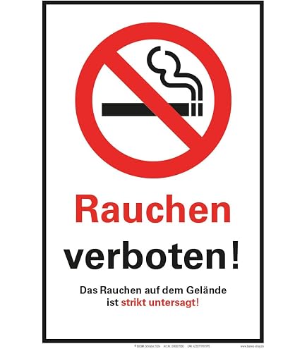 LEMAX Rauchen Verboten Aufkleber – 210x74 Mm, Wetterfest, Selbstklebend