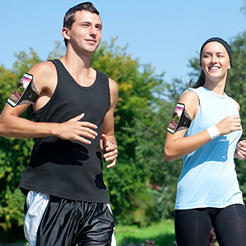 Fascia da Braccio Sportiva Porta Cellulare Running per iphone 7 plus 6s plus 6 plus 8 plus Samsung S7 Edge S6 Edge S7 S6 S5 Huawei P8 P9 lite P10 Plus per Esercizio Palestra Jogging Mountain Bike Porta Scheda Escursionismo Passeggiate Equitazione Auricolari e Key Holder Sweatproof adatto a qualsiasi smartphone inferiore a 5,5 pollici