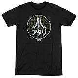  Atari Console - Camiseta con Logotipo y Letras japonesas en la Rejilla para Adulto