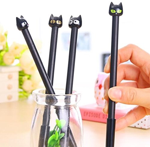 4 X Da.Wa Gel-Pen Kreatives Briefpapier Cartoon-Katze Form Stift Kugelschreiber,Schwarz,( 0.21 EUR / Stück) - 4