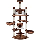TecTake® Katzen Kratzbaum Duki braun-weiß mit XXL Liegemulde 36cm Durchmesser