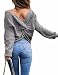 Produktbild Frauen Pullover Cut Out lose Pullover Tiefe V Zurück, Criss Cross Long Sleeve Tops Tee Bluse Herbst winter grau grau Einheitsgröße