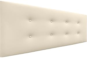 DHOME Testata in Similpelle o Tessuto AQUALINE Pro con 2 file di bottoni Testata imbottita Letto di lusso (Similpelle Vaniglia, 160x50cm (Letti 150/160))