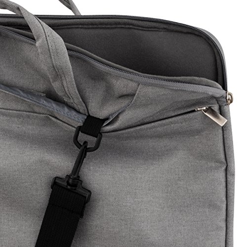 kwmobile Umhängetasche für 15″ 15,6″ Laptop / Ultrabook – Laptoptasche aus Stoff mit Reißverschluss und Tragegurt in Grau – z.B. geeignet für Apple, Samsung - 2