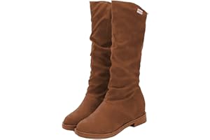 OBIQUZZ Bottines élégantes en daim pour femme - Bottes western avec fermeture éclair - Bottes plates mi-hautes - Bottes d'équitation - Bottes d'hiver - Bottes de travail - Tailles 36 à 40