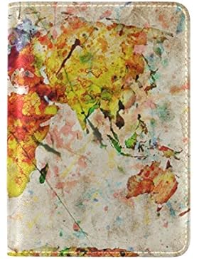 COOSUN Vintage Old Grunge Weltkarte Leder Reisepass Hülle für Travel One Pocket