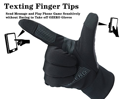 Touchscreen-Handschuhe, Ozero Tech Handschuhe Wind und Wasserdicht Leicht und dünn Zum Joggen, Fahrradfahren, Reiten, Outdoor-Sport im Sommer Frühling Winter – Für Frau und Mann- Schwarz(XL) - 3