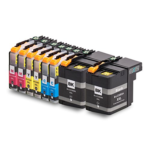 8er Set Tintenpatronen kompatibel zu Brother LC22E XL schwarz cyan magenta gelb mit Chip für Brother MFC-J5920DW