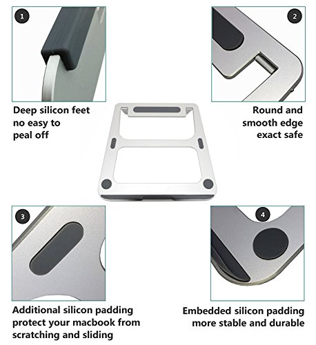 BUJIAN Laptopständer Aluminium Ständer und Halter für Notebook Macbook Pro Air iPad Lenovo Asus 10-15 zoll (Silber) - 8