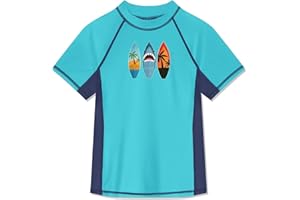 BesserBay Jungen Rashguard Shirt Kurzarm Schwimmshirt Top UV-Shutz UPF 50+ 110-160