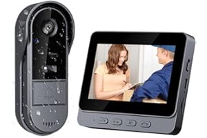 ZEERKEER Drahtlose Video Türklingel mit Kamera Outdoor IP65 Wasserdicht 1080P kabellose Türklingel 4,3 Zoll IPS Bildschirm Türklingel Funk 170° HD Kamera Gegensprechanlage Infrarot Nachtsicht Zwei-Wege-Audio