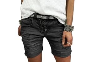 ORANDESIGNE Jeans Short Damen High Waist Denim Bermuda-Shorts Basic Stretch Shorts mit Aufschlag Tarnung Kurze Hose Short Boyfriend Caprihose im Used Look