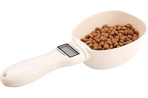 EJOYOUS Skala łyżkowa, kubek na karmę dla zwierząt, przenośny elektroniczny kubek z wagą, cyfrowy kubek do karmienia dla kotów z wyświetlaczem LCD