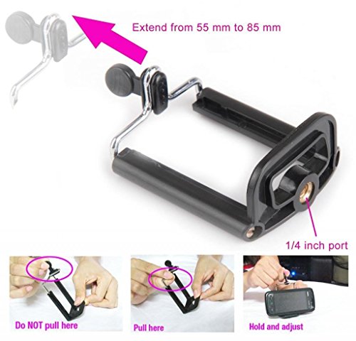 Ckeyin®; 1/4 soporte ajustable con tornillo universal para móviles para trípode o Selfie Stick / Palo para Selfies (Ancho: 5.5-8.5 cm)