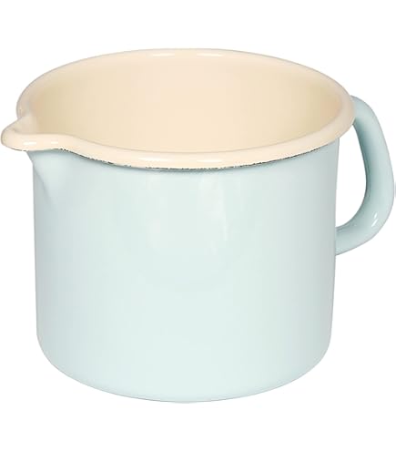 Riess, 0283-006, beak pot with handle 9, CLASSIC - COLOR/PASTELL, color pastel blue, diameter 9 cm, height 11.5 cm, capacity 0.5 liters, enamel, milk pan, induction Riess, 0283-006, beak pot with handle 9, CLASSIC - COLOR/PASTELL, color pastel blue, diameter 9 cm, height 11.5 cm, capacity 0.5 liters, enamel, milk pan, induction