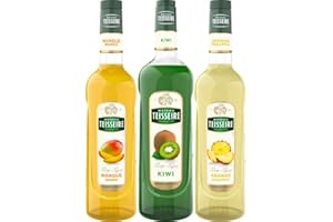 Assortiment exotique de sirops Mathieu Teisseire Mangue, Ananas, Kiwi, 3 bouteilles (70cl et 1L)