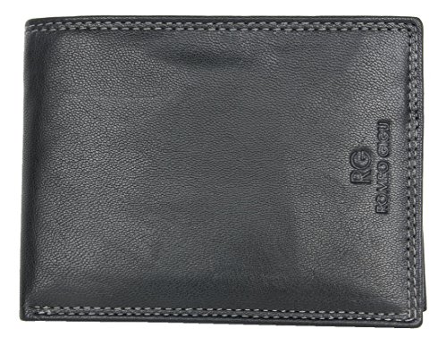 Preisvergleich Produktbild Herren Schwarzes Weichleder Portemonnaie - Geldbörse Romeo Gigli