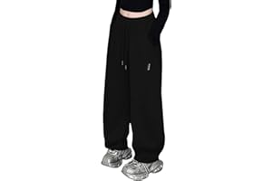 GENERISCH Baggy Trainingshose Kinder Mädchen Jogginghose Baumwolle Lang Weites Bein Sweathose Elastische Hohe Taille Activewear Jogger Hosen Bequeme Teenager Sporthose