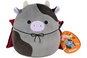Squishmallows Oryginalny plusz na Halloween Bridgette Szara i Czarna Krowa, 19 cm