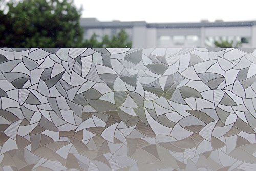 Tamia-Home Statische Fensterfolie 90% UV-Sonnenschutz Selbsthaftende Sichtschutzfolie Glasdekor“Fancy Transparent“ L016 (90*500cm) - 2