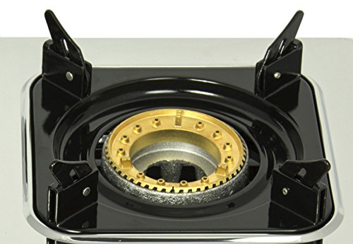 NGB-200C Edelstahl Gaskocher 2 flammig mit Deckel 9 KW Kochfeld Gasherd Campingkocher inkl. Gasschlauch-Regler Set - 4