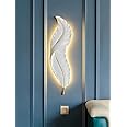 TOUCH WOOD HANDICRAFT Led Lamp, Wall Mounted Feather LED Sconce Lamp, Feather Design Indoor Light lamp, Decorative Wall Lamp, Home Decoration Resin Lamps, White Color, 36x10 Inch
